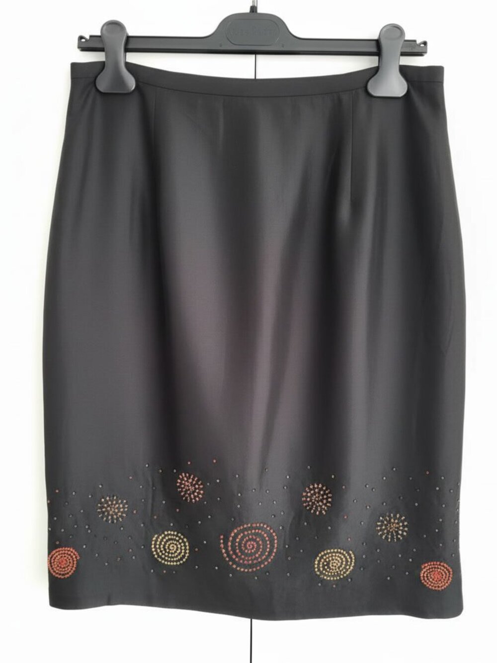 Silkland 100% Silk Beaded Skirt Black Size 12